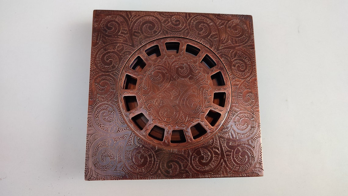 Copper floor drain engraved square shower