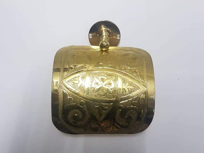 Brass traditional engraved- hammered toilet paper holder - SouthMoroccanCraft