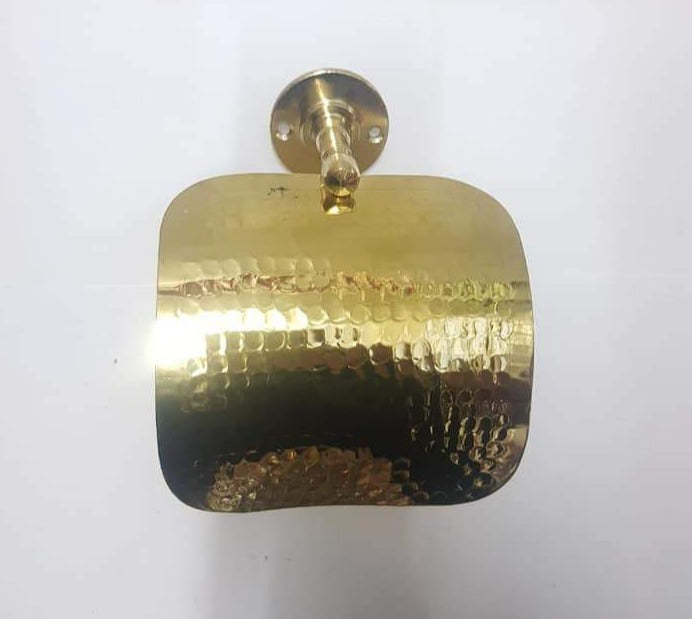 Brass traditional engraved- hammered toilet paper holder - SouthMoroccanCraft