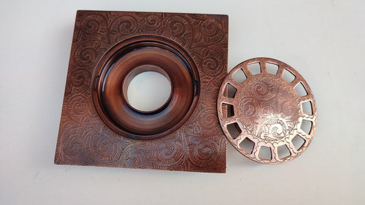 Copper floor drain engraved square shower