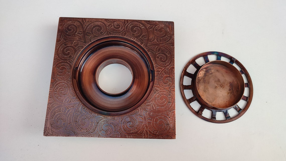 Copper floor drain engraved square shower