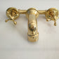 Brass vintage wall mounted bathroom faucet with gold finish