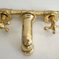 Brass vintage wall mounted bathroom faucet with gold finish