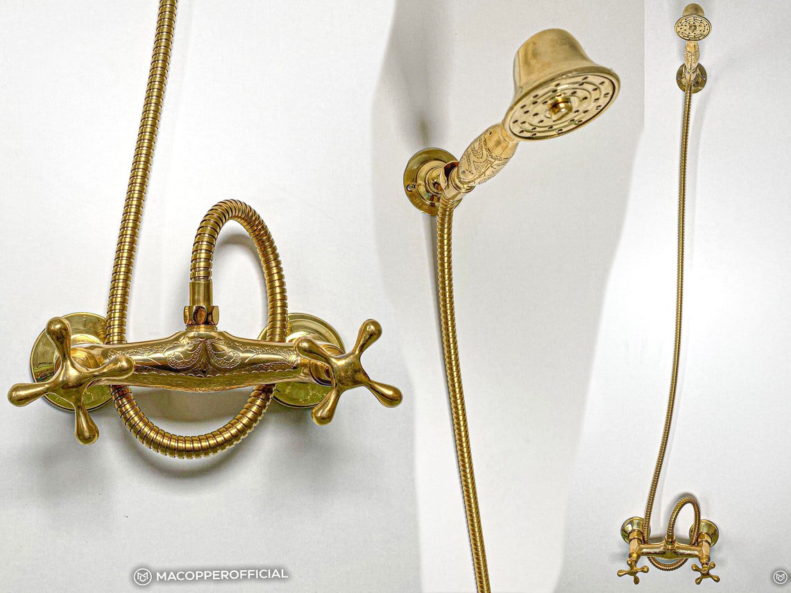 Handmade brass shower systems with rain shower