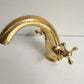 Bathroom sink faucet mixer tap with hammered gold finish