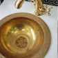Bathroom sink faucet mixer tap with hammered gold finish