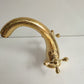Bathroom sink faucet mixer tap with hammered gold finish